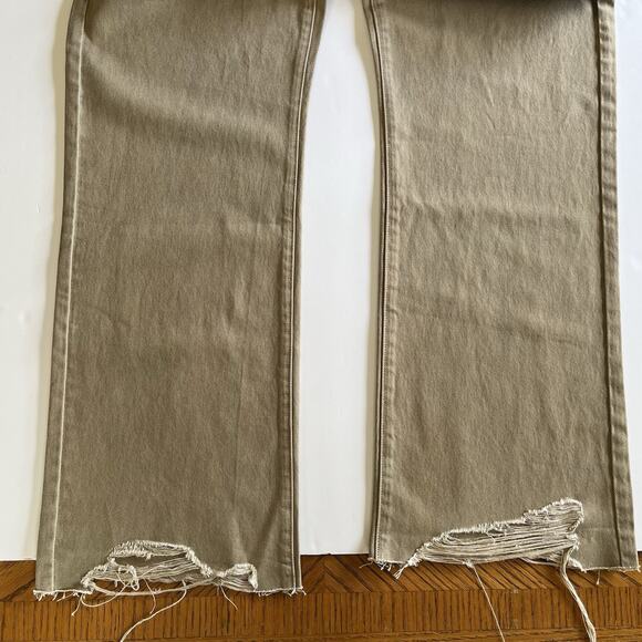 Kancan Mikaella Ultra High Rise 90s Flare Jeans Beige Tan Khaki Distressed 11/29 - Picture 7 of 9